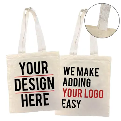 Premium Handle Natural 5oz Cotton Bags - 2 Sided