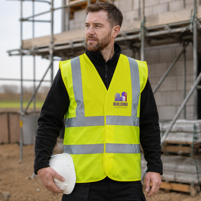 Yoko Hi-Vis Two Band and Braces Waistcoat - Left Chest Full Colour