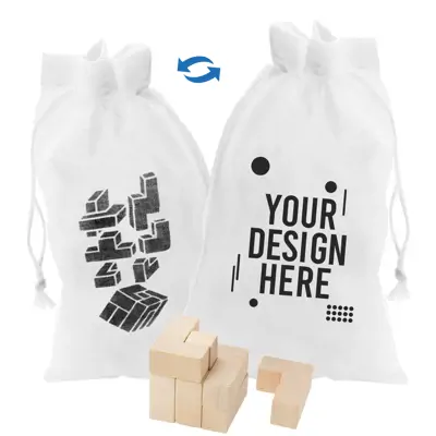 Solfee Wooden Squares Brain Teaser With Pouch