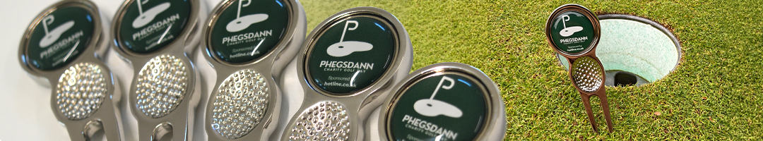 Phegsdann: Branded Golf Umbrellas and Ball Markers for a Charity Golf Day